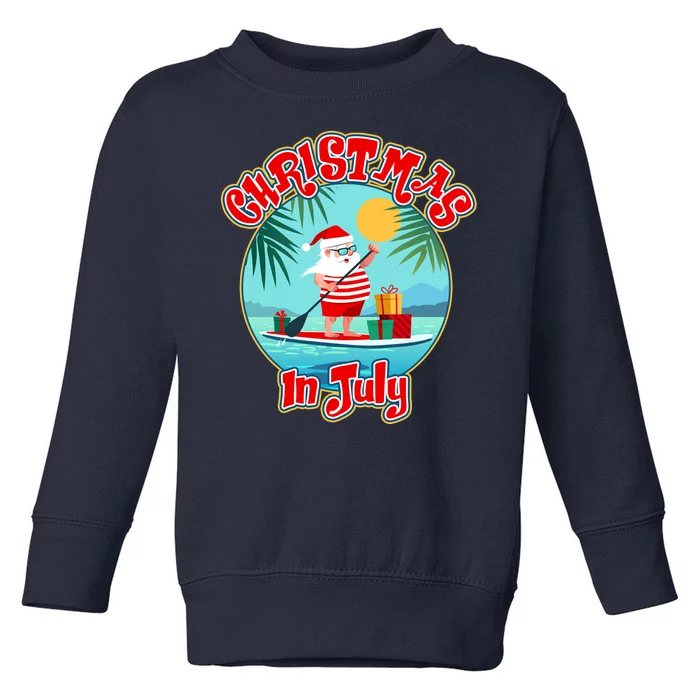 Christmas In July Surfer Santa Claus Toddler Sweatshirt