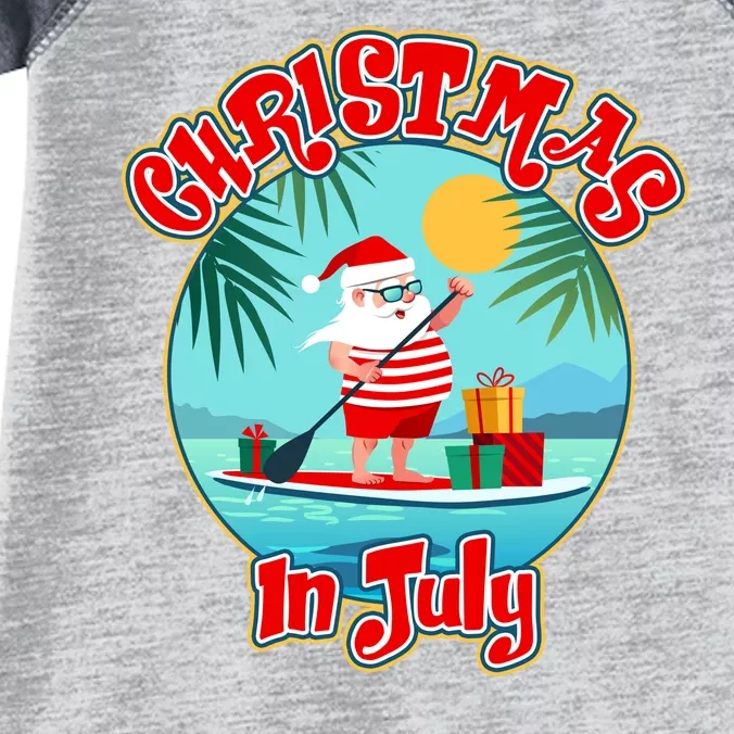 Christmas In July Surfer Santa Claus Infant Baby Jersey Bodysuit