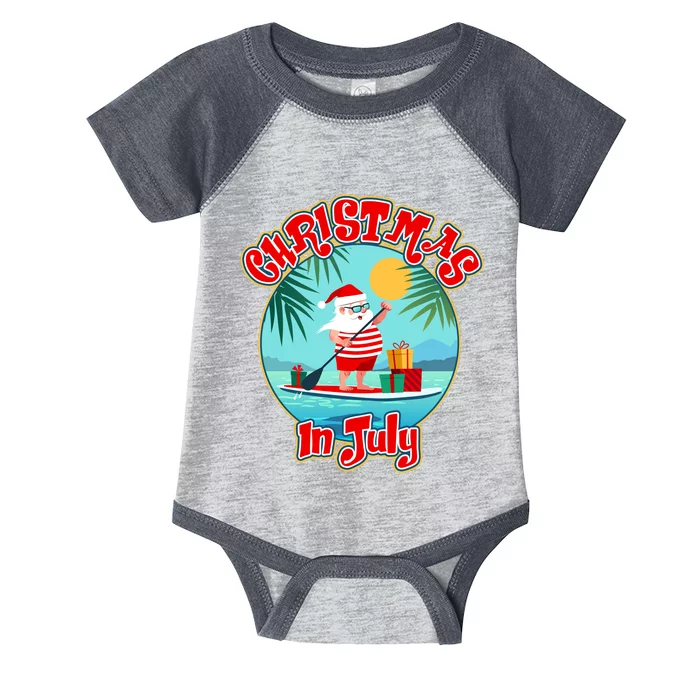 Christmas In July Surfer Santa Claus Infant Baby Jersey Bodysuit