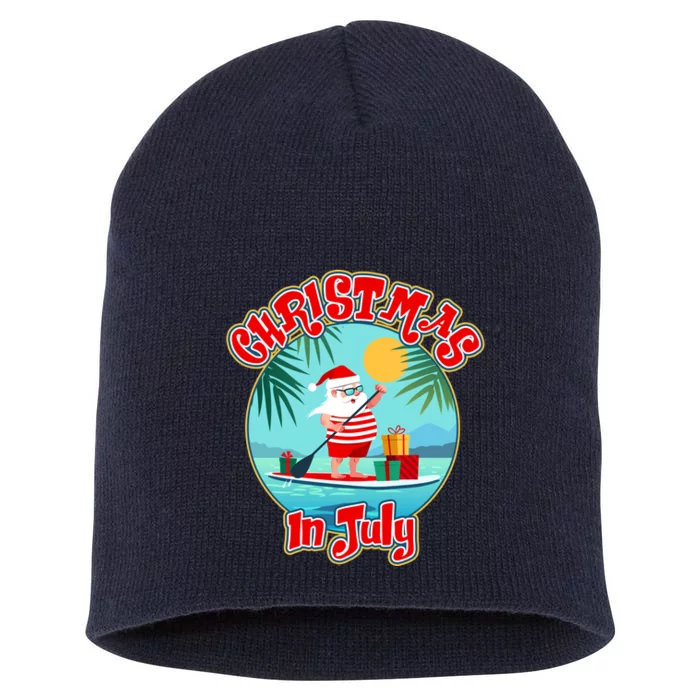 Christmas In July Surfer Santa Claus Short Acrylic Beanie