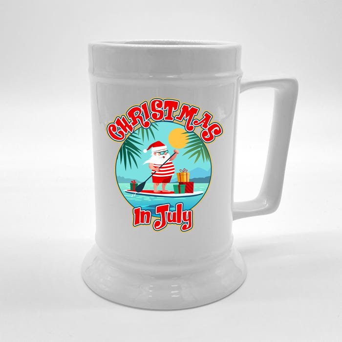 Christmas In July Surfer Santa Claus Front & Back Beer Stein