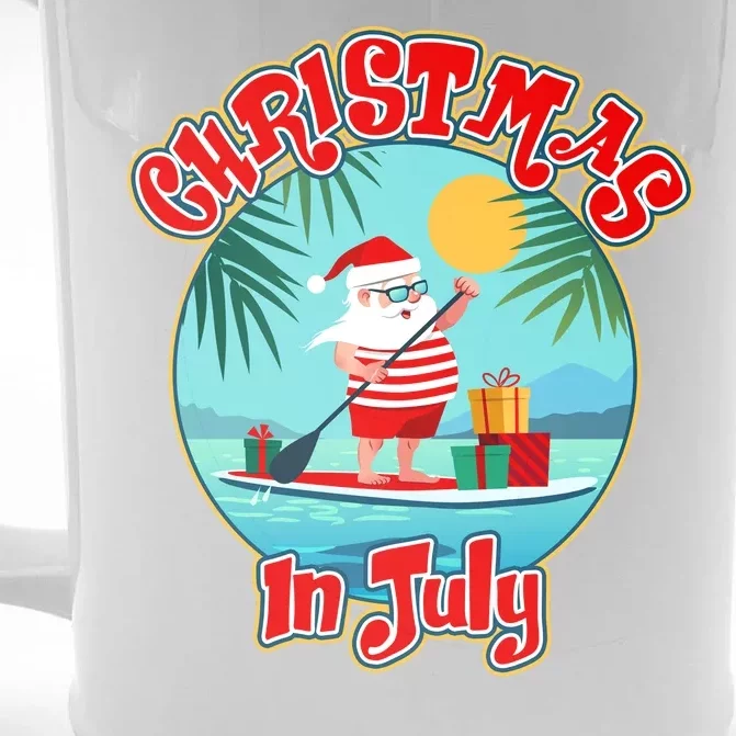 Christmas In July Surfer Santa Claus Front & Back Beer Stein