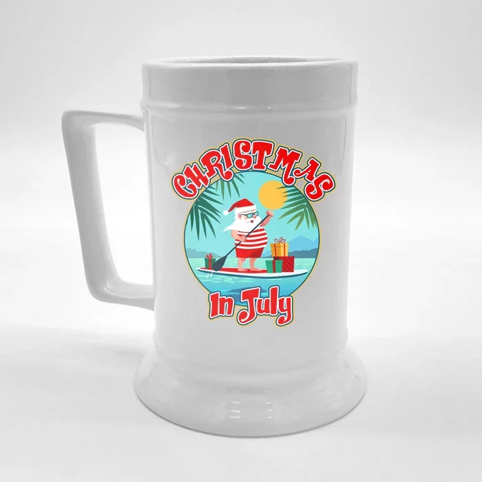 Christmas In July Surfer Santa Claus Front & Back Beer Stein