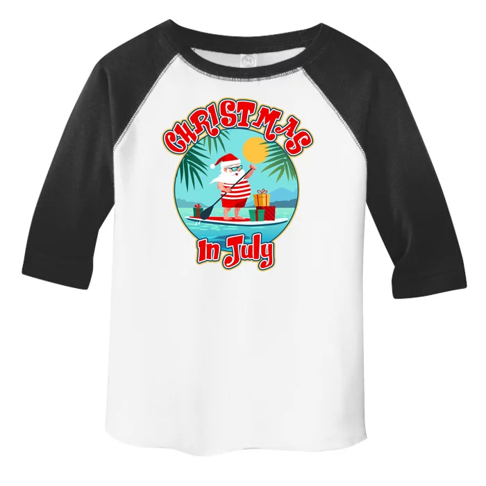 Christmas In July Surfer Santa Claus Toddler Fine Jersey T-Shirt