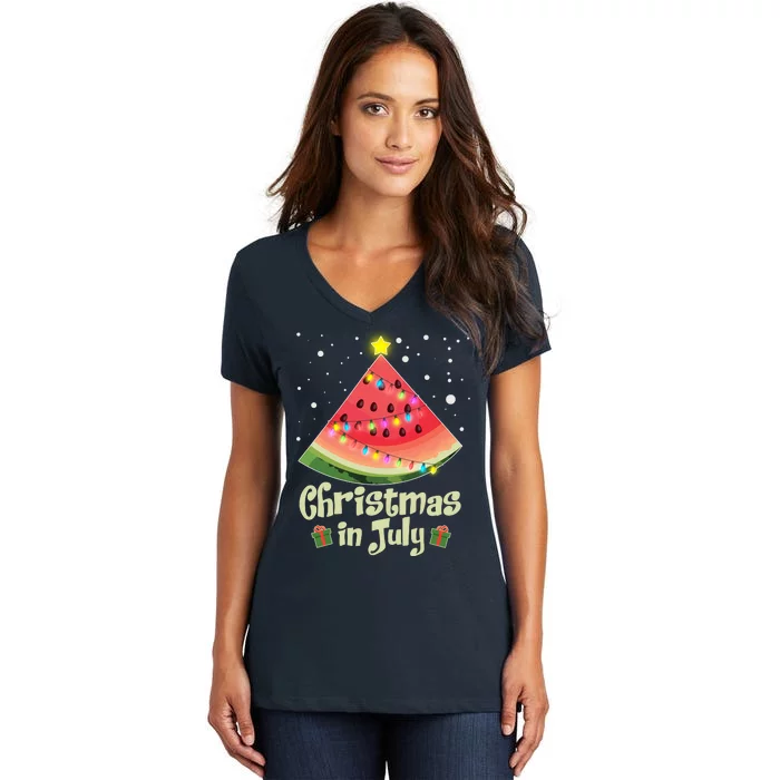 Christmas In July Watermellon Tree Women's V-Neck T-Shirt