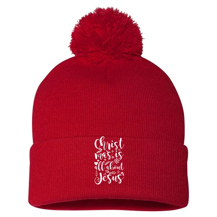 Christmas Is All About Jesus Pom Pom 12in Knit Beanie