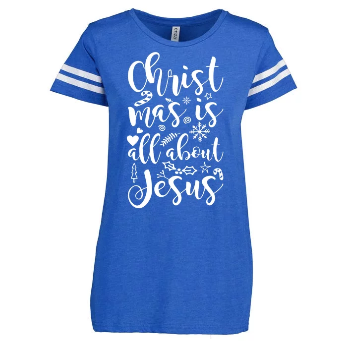 Christmas Is All About Jesus Enza Ladies Jersey Football T-Shirt