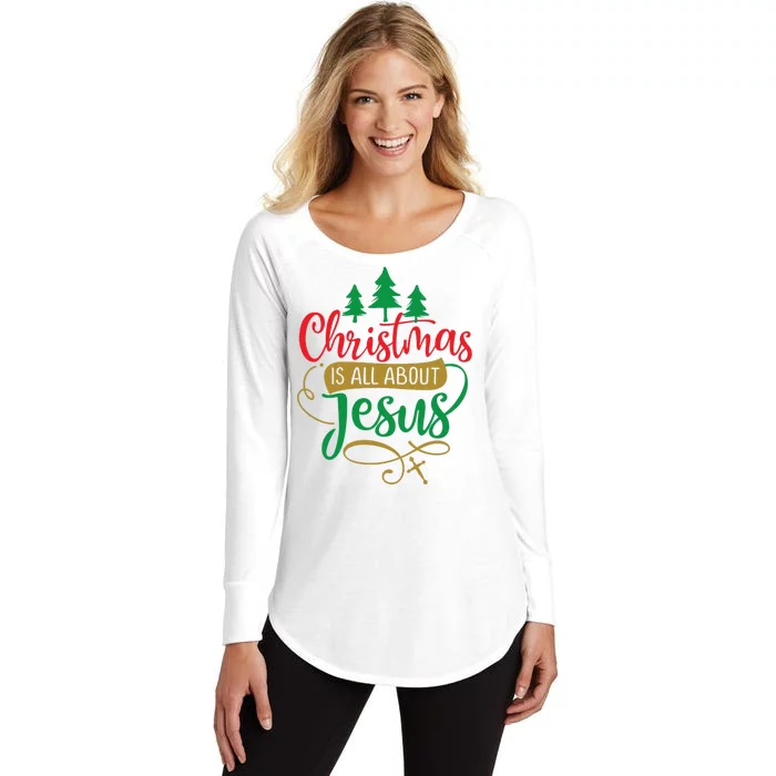 Christmas Is All About Jesus Birthday Christian Women's Perfect Tri Tunic Long Sleeve Shirt