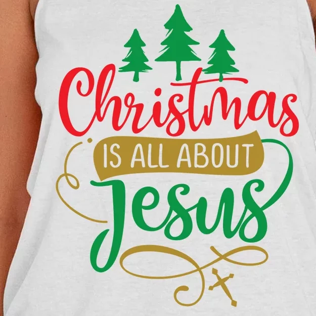 Christmas Is All About Jesus Birthday Christian Women's Knotted Racerback Tank