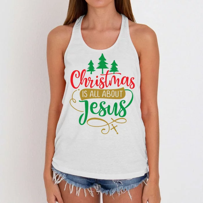 Christmas Is All About Jesus Birthday Christian Women's Knotted Racerback Tank