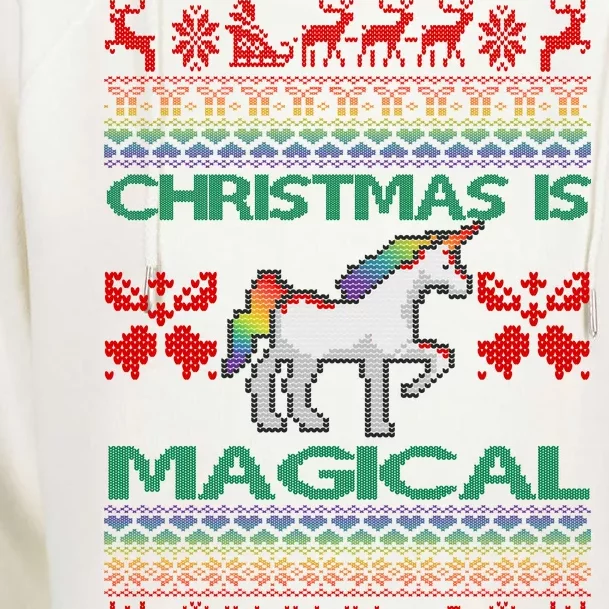 Christmas is Magical Unicorn Ugly Womens Funnel Neck Pullover Hood