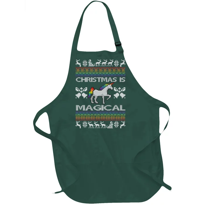 Christmas is Magical Unicorn Ugly Full-Length Apron With Pocket