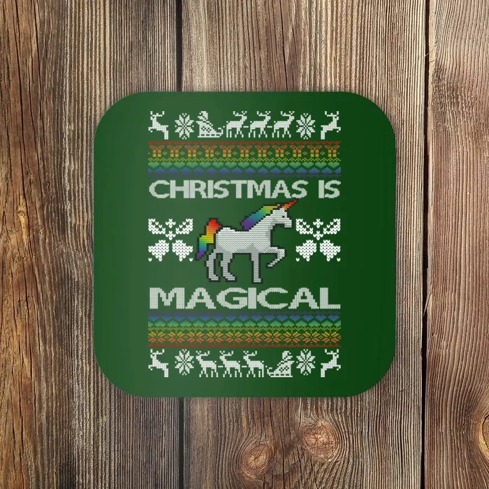 Christmas is Magical Unicorn Ugly Coaster