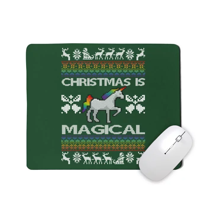 Christmas is Magical Unicorn Ugly Mousepad