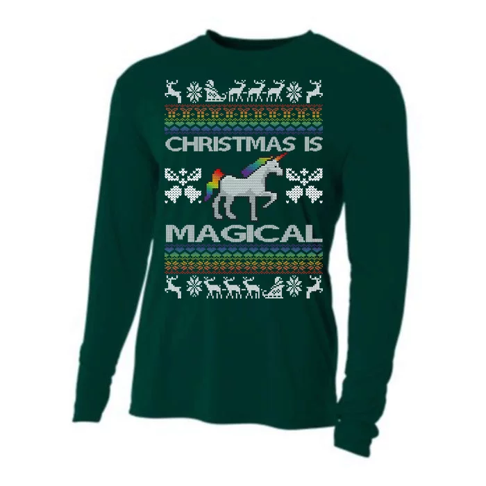 Christmas is Magical Unicorn Ugly Cooling Performance Long Sleeve Crew