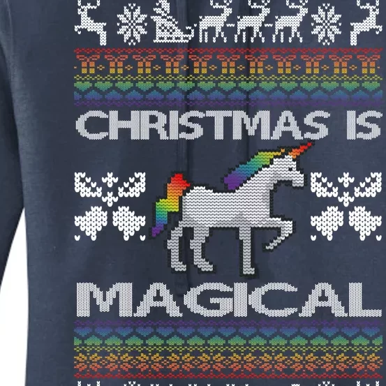 Christmas is Magical Unicorn Ugly Women's Pullover Hoodie