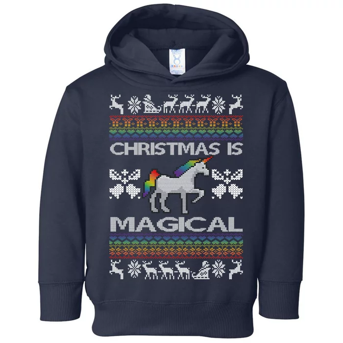 Christmas is Magical Unicorn Ugly Toddler Hoodie