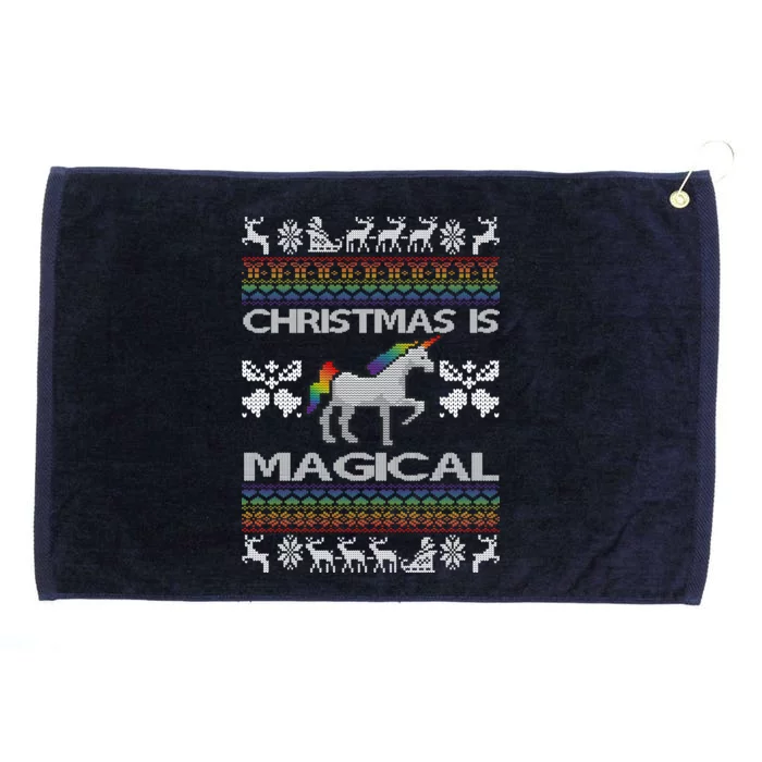 Christmas is Magical Unicorn Ugly Grommeted Golf Towel