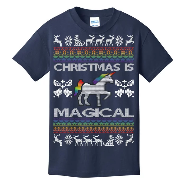 Christmas is Magical Unicorn Ugly Kids T-Shirt