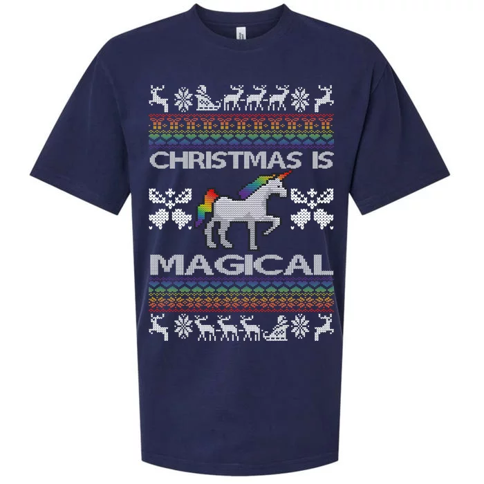 Christmas is Magical Unicorn Ugly Sueded Cloud Jersey T-Shirt