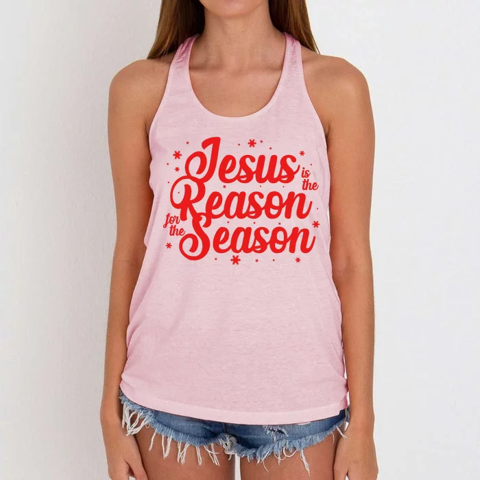 Christmas Jesus Is The Reason For The Season Women's Knotted Racerback Tank