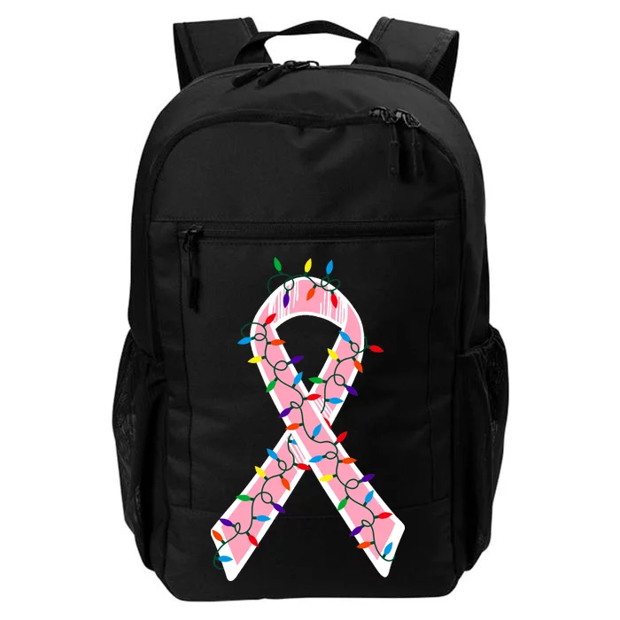 Christmas Lights Breast Cancer Ribbon Daily Commute Backpack