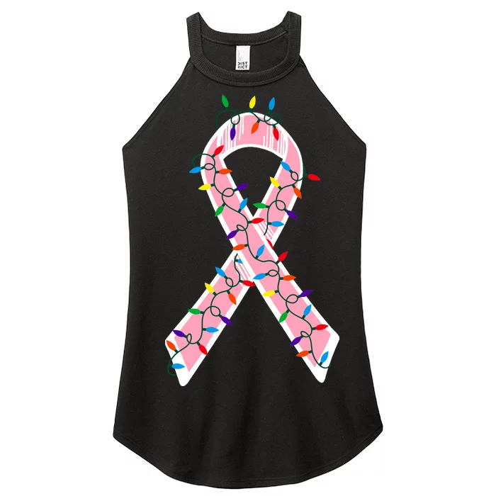 Christmas Lights Breast Cancer Ribbon Women’s Perfect Tri Rocker Tank