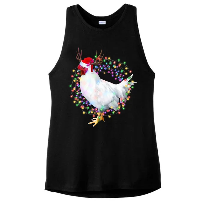 Christmas Lights Chicken Ladies Tri-Blend Wicking Tank