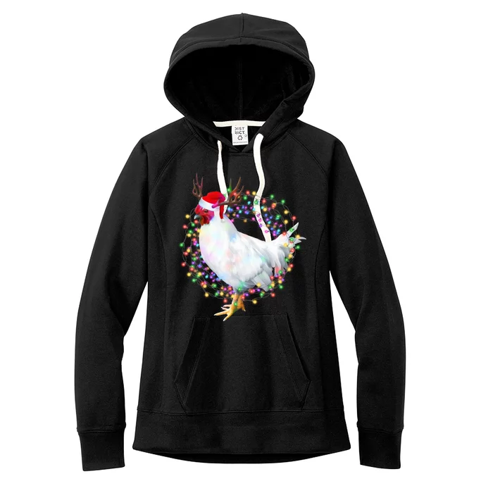 Christmas Lights Chicken Women's Fleece Hoodie