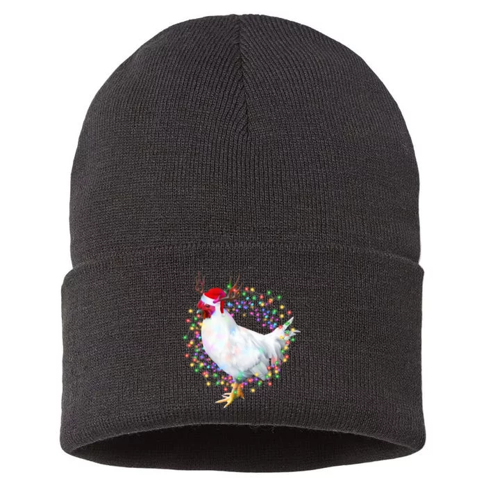 Christmas Lights Chicken Sustainable Knit Beanie