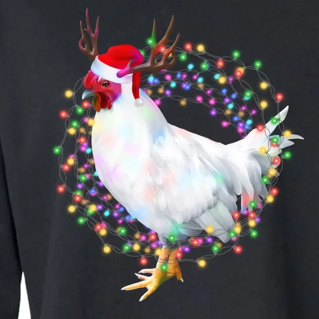 Christmas Lights Chicken Cropped Pullover Crew