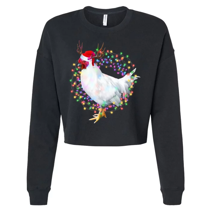 Christmas Lights Chicken Cropped Pullover Crew