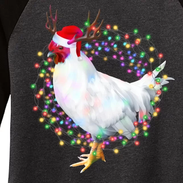 Christmas Lights Chicken Women's Tri-Blend 3/4-Sleeve Raglan Shirt