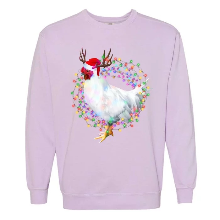 Christmas Lights Chicken Garment-Dyed Sweatshirt