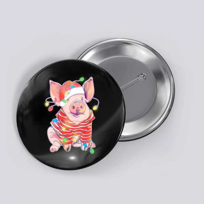 Christmas Lights Pig Button