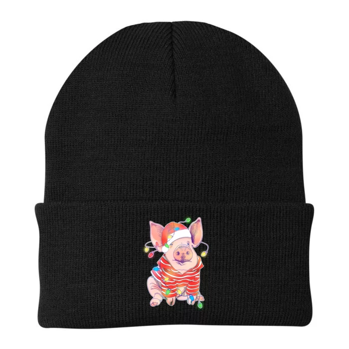 Christmas Lights Pig Knit Cap Winter Beanie