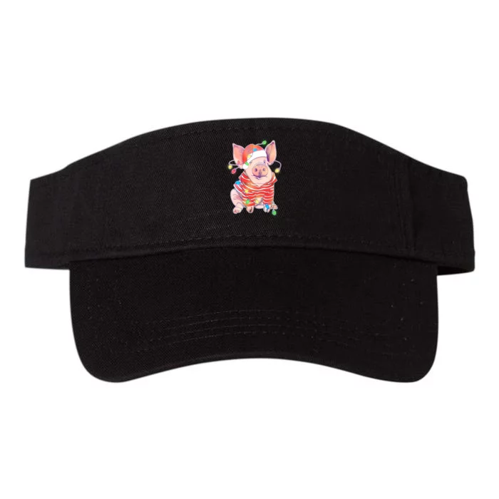 Christmas Lights Pig Valucap Bio-Washed Visor