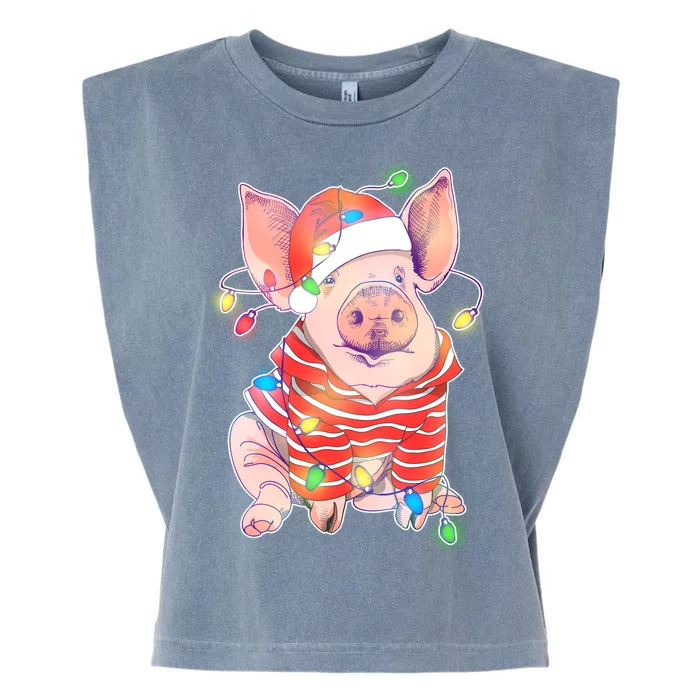 Christmas Lights Pig Garment-Dyed Women's Muscle Tee