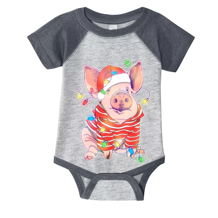 Christmas Lights Pig Infant Baby Jersey Bodysuit