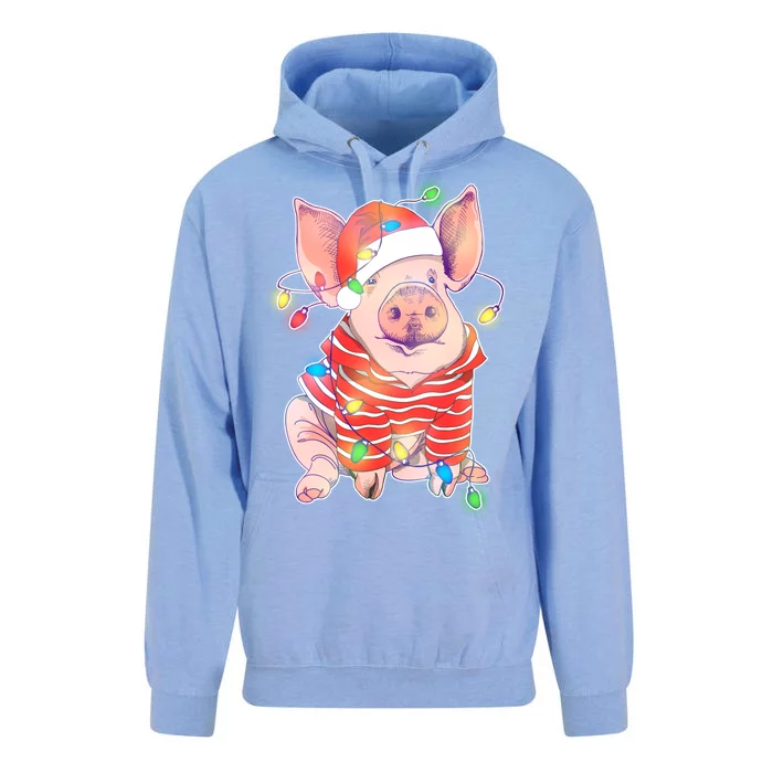 Christmas Lights Pig Unisex Surf Hoodie