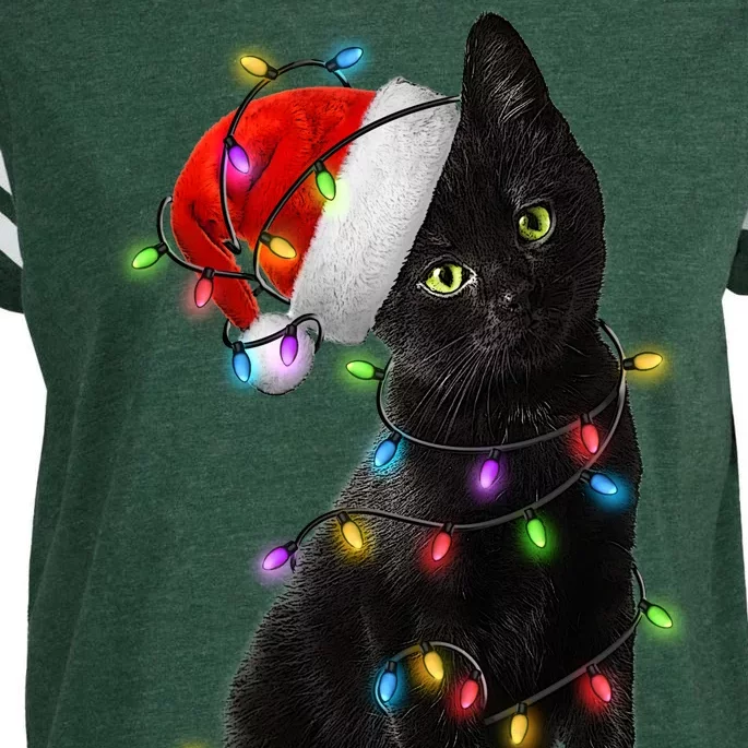 Christmas Lights Santa Kitty Enza Ladies Jersey Football T-Shirt