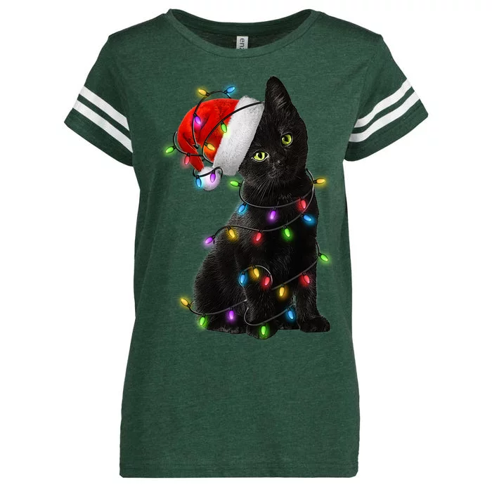 Christmas Lights Santa Kitty Enza Ladies Jersey Football T-Shirt