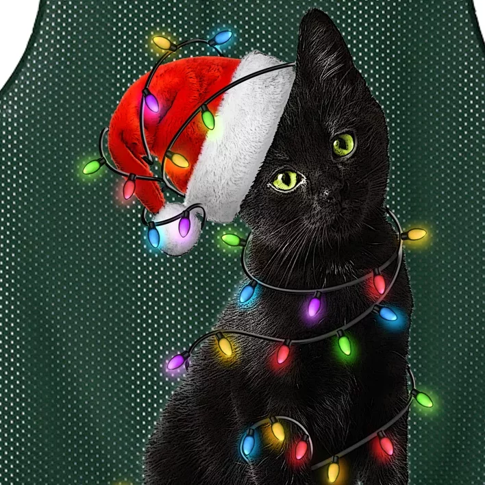 Christmas Lights Santa Kitty Mesh Reversible Basketball Jersey Tank