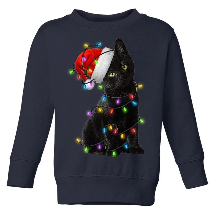 Christmas Lights Santa Kitty Toddler Sweatshirt