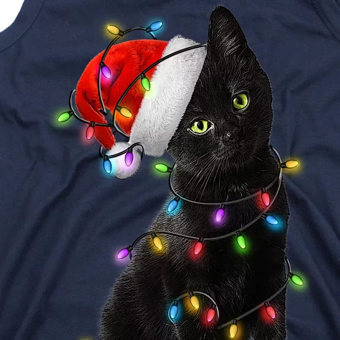 Christmas Lights Santa Kitty Tank Top