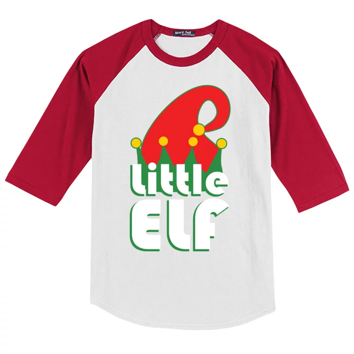 Christmas Little Elf Hat Kids Colorblock Raglan Jersey