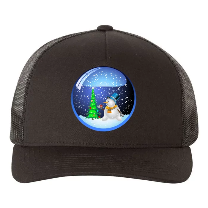 Christmas Little Snowman Globe Yupoong Adult 5-Panel Trucker Hat