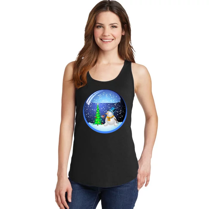 Christmas Little Snowman Globe Ladies Essential Tank