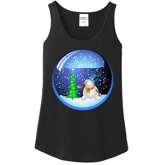 Christmas Little Snowman Globe Ladies Essential Tank