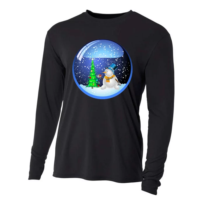 Christmas Little Snowman Globe Cooling Performance Long Sleeve Crew